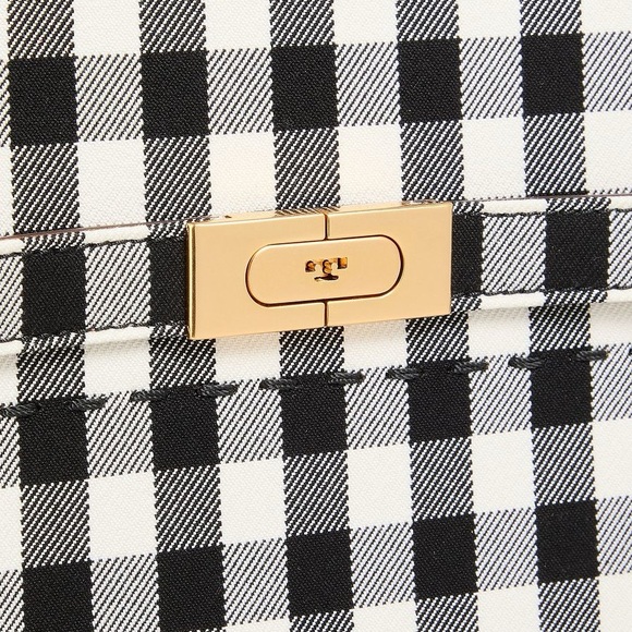 Like new TORY BURCH Lee Radziwill gingham twill Double tote - Picture 4 of 12